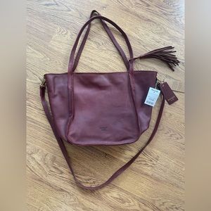 Margot New York Genuine Leather Purse - NWT - Crossbody Tote - Burgundy